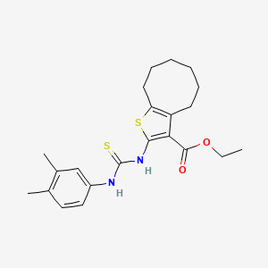 molecular formula C22H28N2O2S2 B4272356 ethyl 2-{[(3,4-dimethylphenyl)carbamothioyl]amino}-4,5,6,7,8,9-hexahydrocycloocta[b]thiophene-3-carboxylate CAS No. 590354-69-1