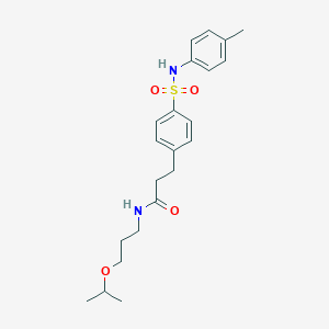 molecular formula C22H30N2O4S B427237 N-(3-isopropoxypropyl)-3-[4-(4-toluidinosulfonyl)phenyl]propanamide 
