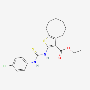 molecular formula C20H23ClN2O2S2 B4272370 ethyl 2-({[(4-chlorophenyl)amino]carbonothioyl}amino)-4,5,6,7,8,9-hexahydrocycloocta[b]thiophene-3-carboxylate 