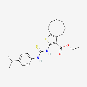 molecular formula C23H30N2O2S2 B4272373 ethyl 2-({[(4-isopropylphenyl)amino]carbonothioyl}amino)-4,5,6,7,8,9-hexahydrocycloocta[b]thiophene-3-carboxylate 