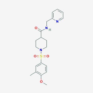 molecular formula C20H25N3O4S B427238 1-[(4-methoxy-3-methylphenyl)sulfonyl]-N-(2-pyridinylmethyl)-4-piperidinecarboxamide 