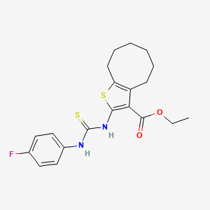 molecular formula C20H23FN2O2S2 B4272381 ethyl 2-({[(4-fluorophenyl)amino]carbonothioyl}amino)-4,5,6,7,8,9-hexahydrocycloocta[b]thiophene-3-carboxylate 