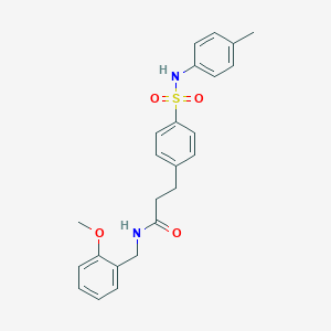 molecular formula C24H26N2O4S B427241 N-(2-methoxybenzyl)-3-[4-(4-toluidinosulfonyl)phenyl]propanamide 