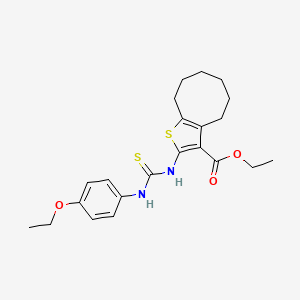 molecular formula C22H28N2O3S2 B4272413 ethyl 2-({[(4-ethoxyphenyl)amino]carbonothioyl}amino)-4,5,6,7,8,9-hexahydrocycloocta[b]thiophene-3-carboxylate 