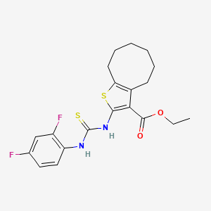 molecular formula C20H22F2N2O2S2 B4272414 ethyl 2-({[(2,4-difluorophenyl)amino]carbonothioyl}amino)-4,5,6,7,8,9-hexahydrocycloocta[b]thiophene-3-carboxylate 