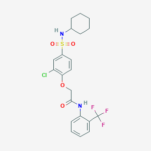 molecular formula C21H22ClF3N2O4S B427242 2-{2-chloro-4-[(cyclohexylamino)sulfonyl]phenoxy}-N-[2-(trifluoromethyl)phenyl]acetamide 