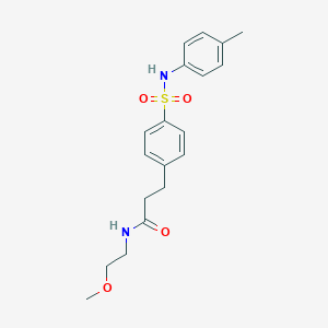 molecular formula C19H24N2O4S B427244 N-(2-methoxyethyl)-3-[4-(4-toluidinosulfonyl)phenyl]propanamide 