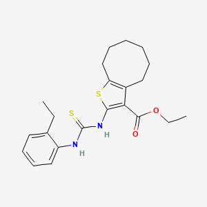 molecular formula C22H28N2O2S2 B4272449 ethyl 2-({[(2-ethylphenyl)amino]carbonothioyl}amino)-4,5,6,7,8,9-hexahydrocycloocta[b]thiophene-3-carboxylate 