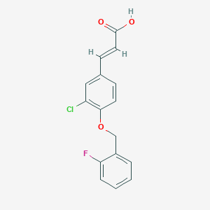 molecular formula C16H12ClFO3 B427245 3-{3-Chloro-4-[(2-fluorobenzyl)oxy]phenyl}acrylic acid 