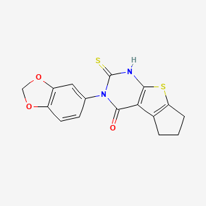 3-(1,3-benzodioxol-5-yl)-2-sulfanyl-3,5,6,7-tetrahydro-4H-cyclopenta[4,5]thieno[2,3-d]pyrimidin-4-one