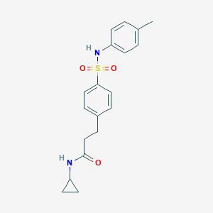 molecular formula C19H22N2O3S B427249 N-cyclopropyl-3-[4-(4-toluidinosulfonyl)phenyl]propanamide 