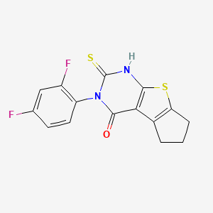 molecular formula C15H10F2N2OS2 B4272490 3-(2,4-difluorophenyl)-2-mercapto-3,5,6,7-tetrahydro-4H-cyclopenta[4,5]thieno[2,3-d]pyrimidin-4-one 