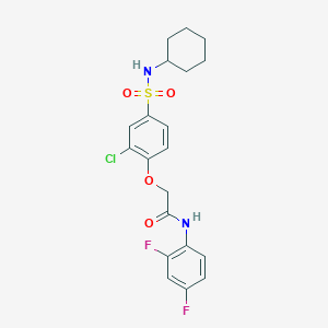 molecular formula C20H21ClF2N2O4S B427250 2-{2-chloro-4-[(cyclohexylamino)sulfonyl]phenoxy}-N-(2,4-difluorophenyl)acetamide 