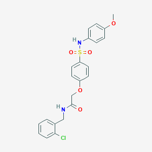 molecular formula C22H21ClN2O5S B427251 N-(2-chlorobenzyl)-2-{4-[(4-methoxyanilino)sulfonyl]phenoxy}acetamide 