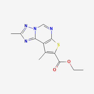 molecular formula C12H12N4O2S B4272578 ethyl 2,9-dimethylthieno[3,2-e][1,2,4]triazolo[1,5-c]pyrimidine-8-carboxylate 