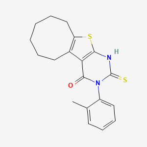 molecular formula C19H20N2OS2 B4272604 2-mercapto-3-(2-methylphenyl)-5,6,7,8,9,10-hexahydrocycloocta[4,5]thieno[2,3-d]pyrimidin-4(3H)-one 