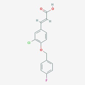 molecular formula C16H12ClFO3 B427261 3-{3-Chloro-4-[(4-fluorobenzyl)oxy]phenyl}acrylic acid 