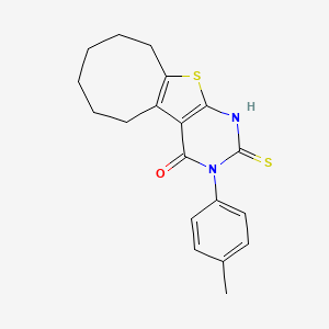 molecular formula C19H20N2OS2 B4272612 2-mercapto-3-(4-methylphenyl)-5,6,7,8,9,10-hexahydrocycloocta[4,5]thieno[2,3-d]pyrimidin-4(3H)-one 