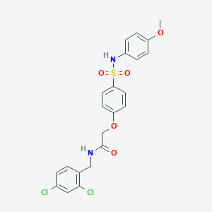 molecular formula C22H20Cl2N2O5S B427262 N-(2,4-dichlorobenzyl)-2-{4-[(4-methoxyanilino)sulfonyl]phenoxy}acetamide 
