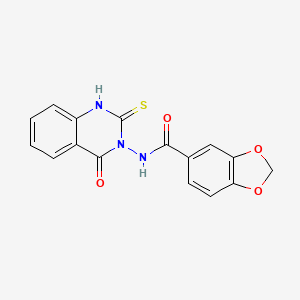 molecular formula C16H11N3O4S B4272648 N-(2-mercapto-4-oxo-3(4H)-quinazolinyl)-1,3-benzodioxole-5-carboxamide 