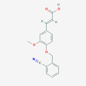 molecular formula C18H15NO4 B427265 3-{4-[(2-Cyanobenzyl)oxy]-3-methoxyphenyl}acrylic acid 