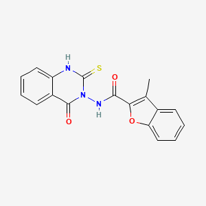 molecular formula C18H13N3O3S B4272668 N-(2-mercapto-4-oxo-3(4H)-quinazolinyl)-3-methyl-1-benzofuran-2-carboxamide 