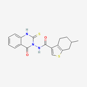 molecular formula C18H17N3O2S2 B4272673 N-(2-mercapto-4-oxo-3(4H)-quinazolinyl)-6-methyl-4,5,6,7-tetrahydro-1-benzothiophene-3-carboxamide 