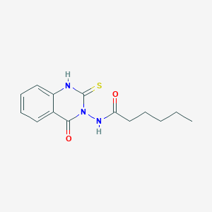 molecular formula C14H17N3O2S B4272696 N-(2-mercapto-4-oxo-3(4H)-quinazolinyl)hexanamide 