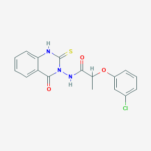 2-(3-chlorophenoxy)-N-(4-oxo-2-sulfanylquinazolin-3(4H)-yl)propanamide