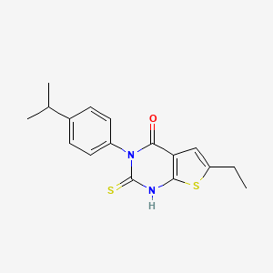 molecular formula C17H18N2OS2 B4272738 6-ethyl-3-(4-isopropylphenyl)-2-mercaptothieno[2,3-d]pyrimidin-4(3H)-one 