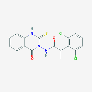 molecular formula C17H13Cl2N3O2S B4272764 2-(2,6-dichlorophenyl)-N-(4-oxo-2-sulfanylquinazolin-3(4H)-yl)propanamide 