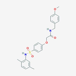 molecular formula C24H26N2O5S B427279 2-{4-[(2,5-dimethylanilino)sulfonyl]phenoxy}-N-(4-methoxybenzyl)acetamide 