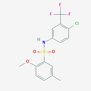 molecular formula C15H13ClF3NO3S B427280 N-[4-chloro-3-(trifluoromethyl)phenyl]-2-methoxy-5-methylbenzenesulfonamide 
