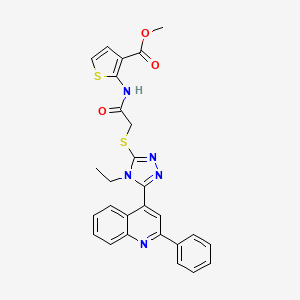 molecular formula C27H23N5O3S2 B4272876 methyl 2-[({[4-ethyl-5-(2-phenyl-4-quinolinyl)-4H-1,2,4-triazol-3-yl]thio}acetyl)amino]-3-thiophenecarboxylate 