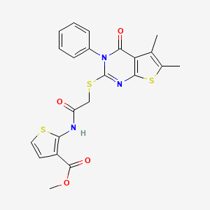 methyl 2-({[(5,6-dimethyl-4-oxo-3-phenyl-3,4-dihydrothieno[2,3-d]pyrimidin-2-yl)thio]acetyl}amino)-3-thiophenecarboxylate