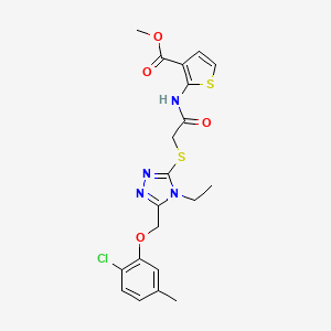 molecular formula C20H21ClN4O4S2 B4272909 methyl 2-{[({5-[(2-chloro-5-methylphenoxy)methyl]-4-ethyl-4H-1,2,4-triazol-3-yl}thio)acetyl]amino}-3-thiophenecarboxylate 