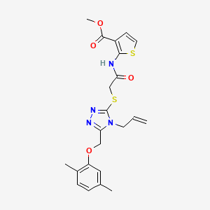 molecular formula C22H24N4O4S2 B4272921 methyl 2-{[({4-allyl-5-[(2,5-dimethylphenoxy)methyl]-4H-1,2,4-triazol-3-yl}thio)acetyl]amino}-3-thiophenecarboxylate 