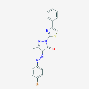 molecular formula C19H14BrN5OS B427295 4-[(4-bromophenyl)diazenyl]-5-methyl-2-(4-phenyl-1,3-thiazol-2-yl)-2,4-dihydro-3H-pyrazol-3-one 