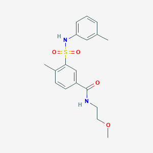 molecular formula C18H22N2O4S B427299 N-(2-methoxyethyl)-4-methyl-3-[(3-methylphenyl)sulfamoyl]benzamide 