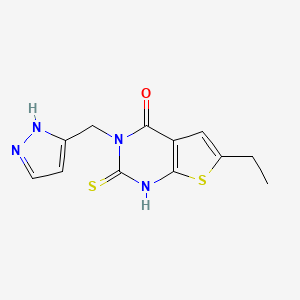 6-ethyl-2-mercapto-3-(1H-pyrazol-3-ylmethyl)thieno[2,3-d]pyrimidin-4(3H)-one