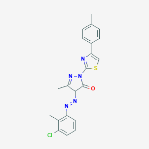 molecular formula C21H18ClN5OS B427300 4-[(3-chloro-2-methylphenyl)diazenyl]-5-methyl-2-[4-(4-methylphenyl)-1,3-thiazol-2-yl]-2,4-dihydro-3H-pyrazol-3-one 