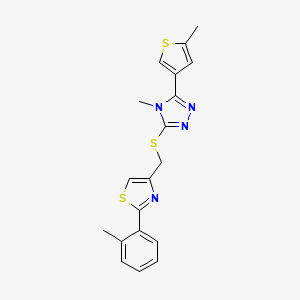 molecular formula C19H18N4S3 B4273006 4-({[4-METHYL-5-(5-METHYL-3-THIENYL)-4H-1,2,4-TRIAZOL-3-YL]SULFANYL}METHYL)-2-(2-METHYLPHENYL)-1,3-THIAZOLE 