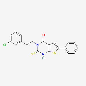 molecular formula C20H15ClN2OS2 B4273015 3-[2-(3-chlorophenyl)ethyl]-2-mercapto-6-phenylthieno[2,3-d]pyrimidin-4(3H)-one 