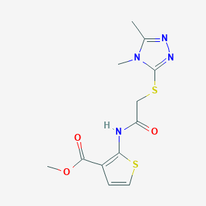 molecular formula C12H14N4O3S2 B4273025 methyl 2-({[(4,5-dimethyl-4H-1,2,4-triazol-3-yl)thio]acetyl}amino)-3-thiophenecarboxylate 