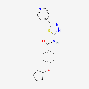 molecular formula C19H18N4O2S B4273030 4-(cyclopentyloxy)-N-[5-(pyridin-4-yl)-1,3,4-thiadiazol-2-yl]benzamide 