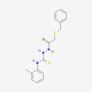 molecular formula C17H19N3OS2 B4273052 2-[(benzylthio)acetyl]-N-(2-methylphenyl)hydrazinecarbothioamide 