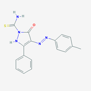 molecular formula C17H15N5OS B427307 4-[(4-methylphenyl)hydrazono]-5-oxo-3-phenyl-4,5-dihydro-1H-pyrazole-1-carbothioamide 