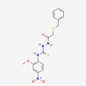 molecular formula C17H18N4O4S2 B4273071 2-[(benzylthio)acetyl]-N-(2-methoxy-4-nitrophenyl)hydrazinecarbothioamide 