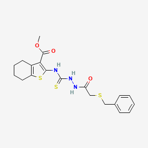 molecular formula C20H23N3O3S3 B4273075 methyl 2-[({2-[(benzylthio)acetyl]hydrazino}carbonothioyl)amino]-4,5,6,7-tetrahydro-1-benzothiophene-3-carboxylate 