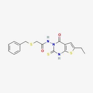 molecular formula C17H17N3O2S3 B4273094 2-(benzylthio)-N-(6-ethyl-2-mercapto-4-oxothieno[2,3-d]pyrimidin-3(4H)-yl)acetamide 